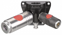 Kombi-Rohrleitungsdose mit IG - 2 Kupplungen und Ablass - Profil Truflate - Durchgang 11 mm und 6 mm