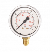 Rundes Manometer im Glyzerinbad Ø 65 mm senkrecht